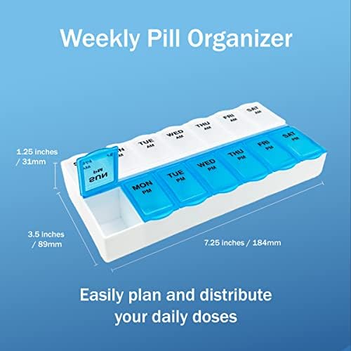 Basic Care AM / PM sedmični Organizator pilula, Veliki, Plavi / neutralni