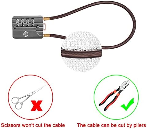 Sisav 4-znamenkasti kablovska brava 12 inča podebljani kabl za školsku ormariću za teretanu, kacigu,