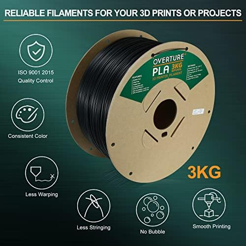 Uveriti PLA filament 1,75mm PLA 3D filament pisača, 3kg kartonska kalem, dimenzionalna tačnost +/- 0,03