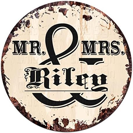 Gospodin & amp; Gospođa RILEY krug znak rustikalni Tin šik Vintage Retro 11.75 metalna ploča Store