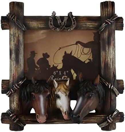 EBROS poklon rustikalna žičana žičana žičana žičana žičana žičana konja sa sretnim potkovima 6 x4 slikovni okvir Frame Frame figurine na ranču Zemlja Sanderhouse Theed Farmhouse Theed HOURCY Accent