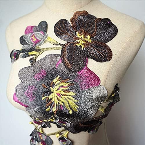 WSSBK vezeno sivo cvijeće latica tkanina Appliques Collar ukrasi šivaju na zakrpe za vjenčanicu