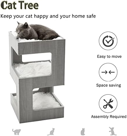 ZRen Modern cat Tree Cat Furniture - prostrani toranj za mačke smuđa na više nivoa - Luksuzna kuća