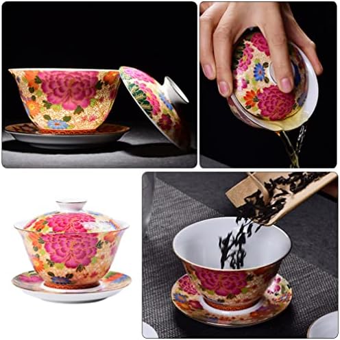 Hemoton Dekorativna ladica ukrasna ladica 1 Postavite keramičke čašice Cvjetni uzorak čaj čaja