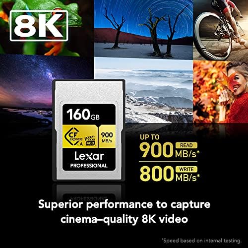 Lexar Professional 160GB Cfexpress Tip A Zlatna memorijska kartica, do 900MB/s čitanje, 8k
