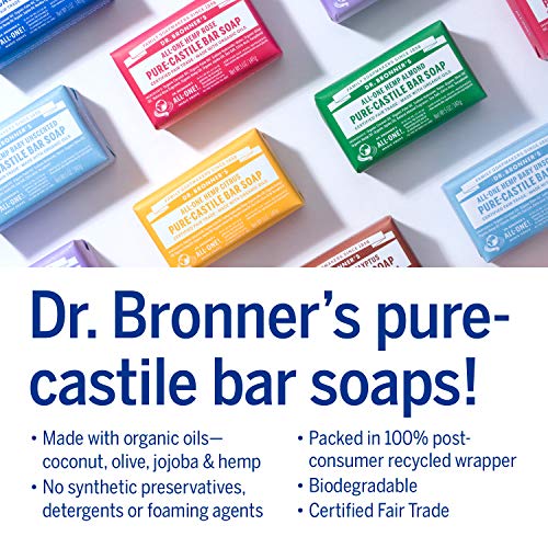 Dr. Bronner's - Pure-Castile Bar sapun - napravljen od organskih ulja, za lice, tijelo i kosu, nježan za osjetljivu kožu i bebe, bez dodatog mirisa, biorazgradiv, veganski
