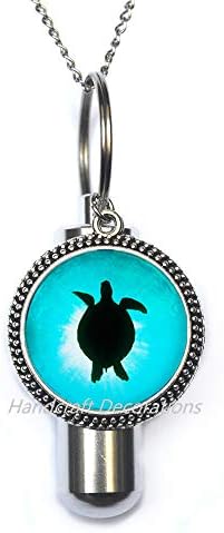 Plaža Glass Nakit za morsku kornjaciju Kremacija urn ogrlica.sea Glass nakit, morska kornjača
