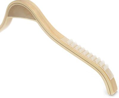 Hizho Dječji breza Drveni vješalice sa neklizajućim ljepljivim fleksibilnim gumenim hvataljkama - okretna hromirana kuka za 360 stupnjeva - lakirani finišni super čvrsti i izdržljivi drveni vješalice - 10 paketa
