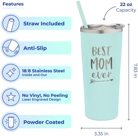 Najbolja mama izolovana putna čaša od nerđajućeg čelika sa poklopcem i slamkom - personalizovana šolja