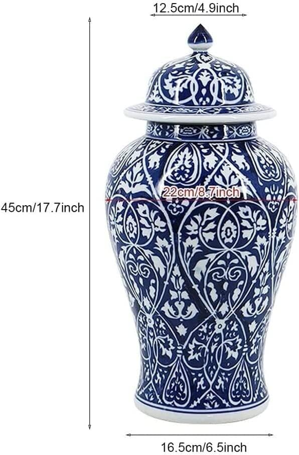 Antikni plavi bijeli porculansko vaza s poklopcem ukrasnog oslikanog ostakljena keramika Chinoiserie đumbir Skladištenje