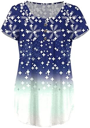 Zefotim cvjetni tunički vrhovi za žene 2023. modni casual kratki rukav V CAT DREAM dolje Bluze