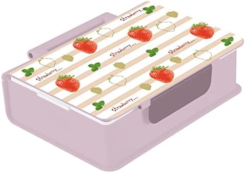 Kigai Slatka Strawberry Stripen kutija za ručak 1000ml Bento kutija sa kašičicom za kašike 3 pretinca za skladištenje