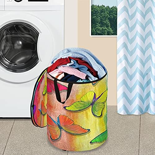 ALAZA 50 L Sklopivi pop-up odjeću, boje duge leptira za pranje rublja za sobu, koledž i putovanja