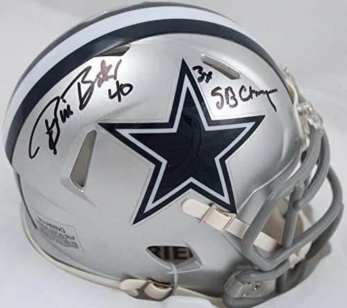 Bill Bates Autographing Dallas Kauboji mini kaciga W / 3x SB Champ-Prova - autogramirani NFL mini kacige