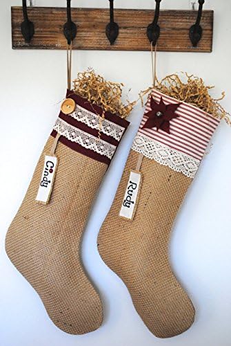 Ta holandska djevojka 4 shabby chic burlap božićne čarape, božićna ukras, burlap čarapa
