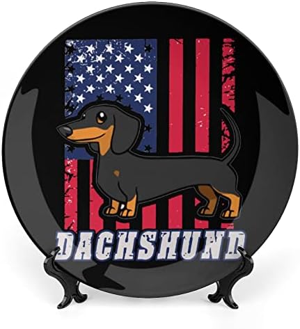 USA Jahyshund Flag Funny Bone Kina Dekorativna ploča okrugla keramičke ploče zanat sa zaslonom za