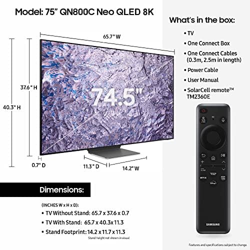 Samsung 65-inčni klasa Neo Qed 8K Mini LED kvantni HDR Smart TV sa ultra tankim dizajnom, Dolby atmosferi,