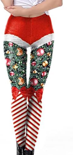 Ženske ružne Santa Funny kostim božićne gamaše podižu meko rastezljive tajice High struk Tržeće kontrole