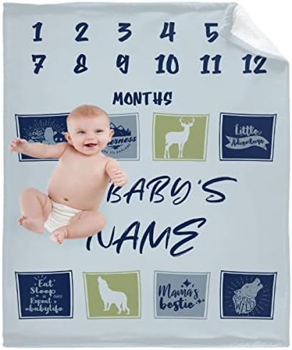 Mjesečne prekretnice Beabe Custom s imenom Personalizirani bebine ćebe za dječake Djevojke Fleece bacajte