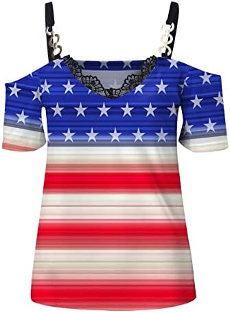 Patriotske majice za ženska američka zastava majica Ljetni casual vrhovi kratkih rukava majica patriotic