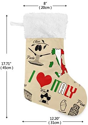 Pimilagu I Love Italija 2 Božićne čarape 1 paket 17.7 , viseći čarape za božićnu ukrasu