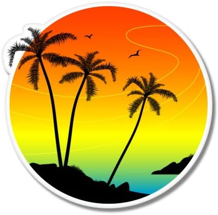 GT grafika Tropsko zalazak sunca Palma za odmor - vinilna naljepnica vodootporna naljepnica
