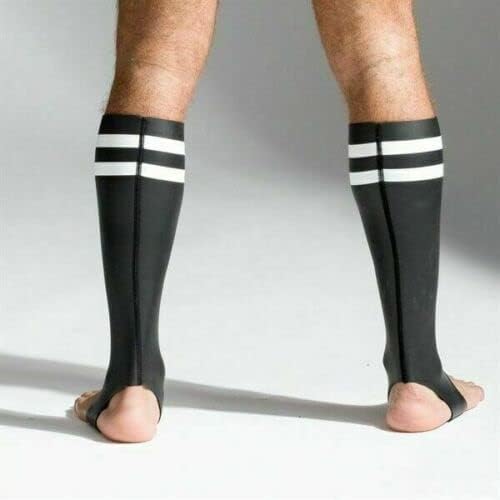 Neoprenske čarape visoke dvostruke neostetske gumirane pruge šest živih boja Neoprene Racer Fetisch
