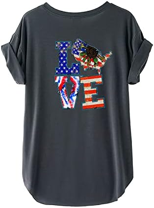Dan nezavisnosti kratki rukav vrhovi ženske američke zastave Ispis Crewneck Patriotske košulje 4.