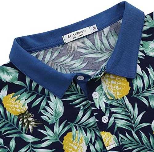 Elitespirit polo majice za muškarce kratki rukav smiješni golf košulje vlage Wicking Golf Polo stilski cvjetni ispisi za ananas