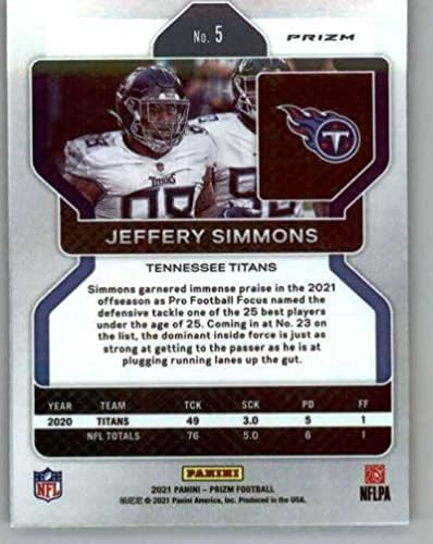 2021 Panini Prizm Prizm Neon Green Pulsar # 5 Jeffery Simmons Tennessee Titans NFL fudbalska trgovačka kartica