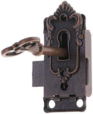 Yardwe set kutija za alat Antikna Retro Vintage brava sa ključem za drveni nakit kutija za ormarić