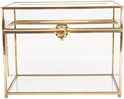 HighFree 10 Ručno Rađena Kutija Za Vjenčane Staklene Kartice, Velika Zlatna Kutija Od Prozirnog Stakla Za Terarijum