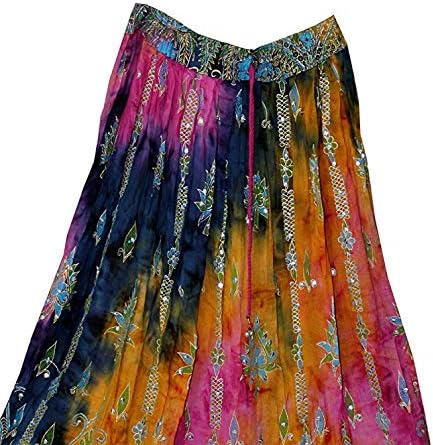 Radhy krishna moda Tie Dye Yoga Trend ženska šljokica naborana metla Ciganska duga suknja