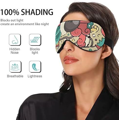 Unisex Sleep Maska za oči Kuglanje-Doodle-Bowl-uzorka noć za spavanje maska ​​Komforno omotač sjene za spavanje očiju
