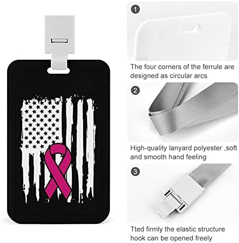 Svijest o raku dojke držač značke američke zastave slatka lična karta tvrdi plastični držači oznaka s