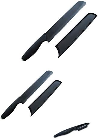 Cestari nazubljeni keramički nož Set od 2 noža i Gulilice: uključuje 6-inčni nož za paradajz, 8-inčni