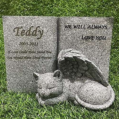 Claratut Personalizirani memorijalni kamen za kućne ljubimce, mačka nadgrobni spomenik, mačji grobni marker