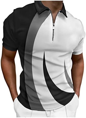 Hodaweisolp muški kratki rukav patentni patentni čahuri, ležerne slim fit tiskane golf polo majice