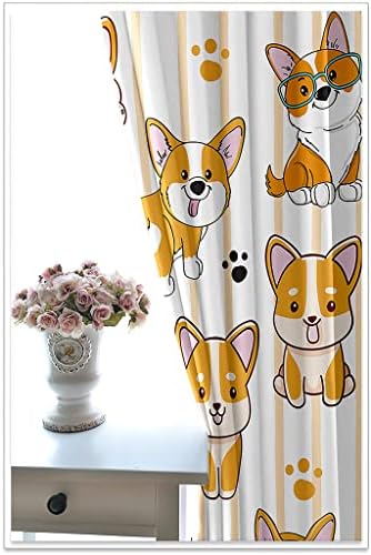 Yaxbrobx životinje za zavjese za djecu, slatki crtani pas za zavjese, kawaii dekorativne ispisane zavjese