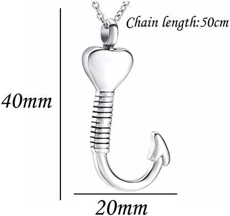 Dotuiarg izrezbavljena urna ogrlica za pepeo u obliku srca riblje kuka kremacija urn privjesak za urlov