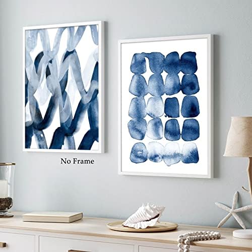 Plava akvarelna slika moderni apstraktni otisci plavo-bijelo umjetničko djelo plava apstraktna umjetnost