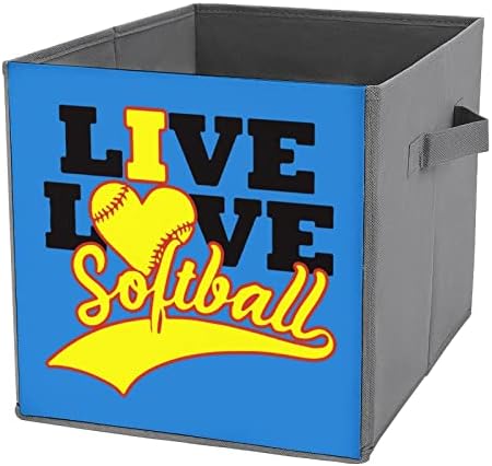 Live Love Softball Sklopive kante za skladištenje Osnove sklopive kockice za pohranu tkanine Organizator kutije