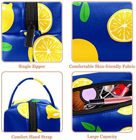Mala kozmetička torba, elegantne vrećice za šminku, torbice sa zatvaračem, pokloni za žene, putni vodootporni toaletni torba Organizator, žuti limun na plavoj boji