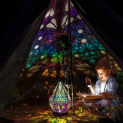 Polar Star velika podna lampa - LED šarene kreativne romantične dijamantske svjetla - 3D boemska zvijezda Projekcijske svjetiljke Šuplje stolne svjetiljke umjetnička zanata ukrasna svjetla za dom, zabavu, vjenčanje i božić