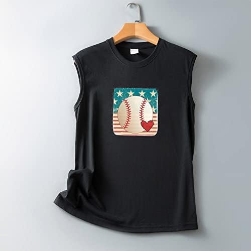 Bejzbol ljetni vrhovi rezervoara za žene Vintage grafičke majice bez rukava prugaste zvijezde Print