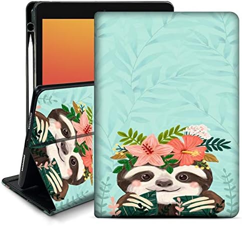 Slatka Sloth iPad 10.2 Slučaj 2019/2020 7. / 8. Slučaj Prilagodljivo postolje Teška leđa Smart Automatski