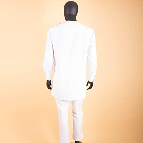 Afrički Muški Set Odjeće Dashiki Shirt+ Ankara Pantalone Crop Top Trenerka Outfit Džepovi Bluze