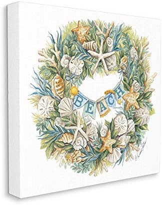 Stupell Industries Holiday Seashell vijenac Nautički Božić, dizajn Diane Kater platnena zidna