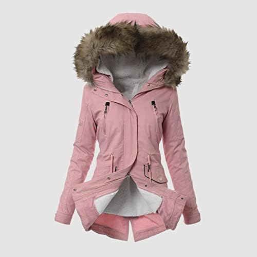 Zimske jakne za žensku modu, kaputi za žene, ženska zima dolje puffer džepni kaput srednjeg duljina s preklopnim