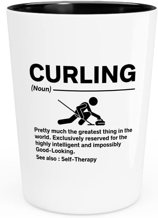 Curling Sport Shot Glass 1.5 oz-curling definicija-igra na ledu hokcey navijači igrača jedinstvena strategija hokejaša